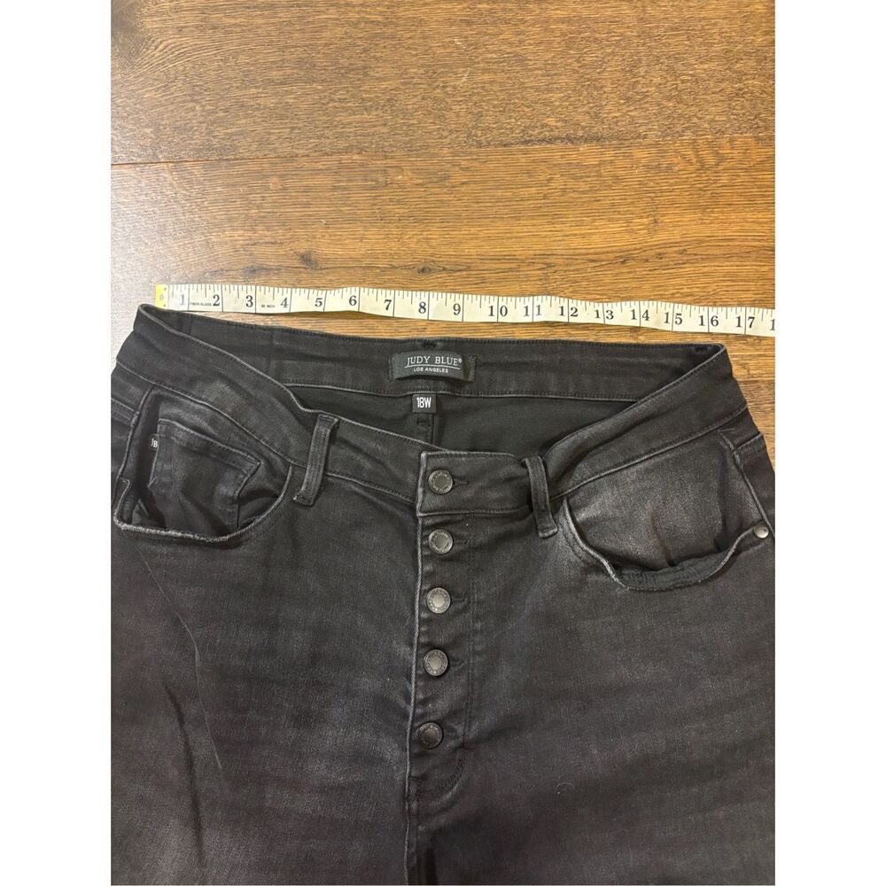 Judy Blue Eleanor cropped ankle raw hem black washed denim jeans 18W - Picture 5 of 7